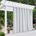NICETOWN Patio Outdoor Curtain Waterproof Extra Wide and Long, Rustproof Grommet W100 x L108 Room Darkening Outdoor Living Divider Privacy Thermal Insulated Blinds for Pool, Greyish White, 1 Piece