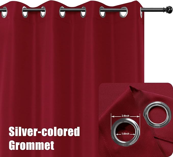 BONZER Outdoor Waterproof Curtains for Patio Privacy Grommet Light Filtering Outside Curtains for Gazebo, Porch, Pergola, Pavilion, 1 Panel, 54W x 108L inch, Red