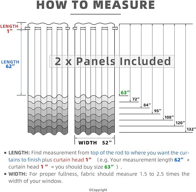 Outdoor Indoor Curtains W52 x L63 for Patio - Weather-resistant Window Panels Privacy Protect Grommet Top Thermal Insulated Home Curtain for Porch Pergola Lawn Garden Hot Tub Area (2 Panels)