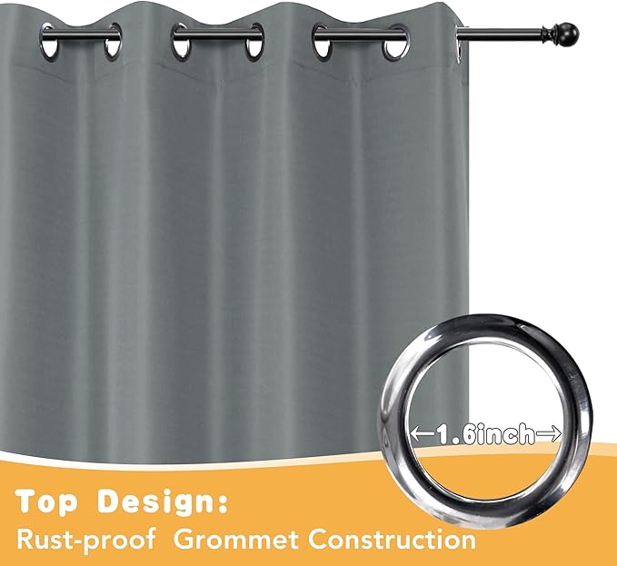 HolidayIdeas Outdoor Curtains for Patio Waterproof, 2 Panels - 84 x 95 Inch - Privacy Protection & Light Filtering Curtains Grommet Outside Curtains for Porch, Gazebo, Pergola, Backyard (Grey)