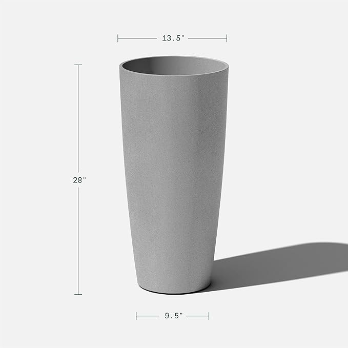 Veradek Mason Series Vega Planter - Round Tall Planter for Indoor or Outdoor Porch/Patio | Made from Plastic-Stone Composite with Drainage Holes | Modern Décor for, Flowers, Interior Plants