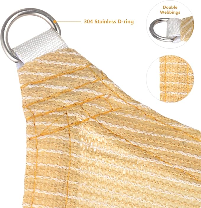 Eden's Decor Straight Flat-Edged Sun Shade Sail Rectangular 11' x 20' Beige UV-Blocking Outdoor Canopy Fabric Cloth Awning for Pergola Patio Garden Backyard Custom Size