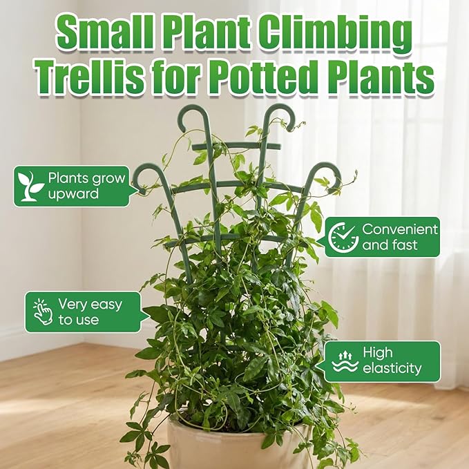 6PCS Plant Support Stakes, Stackable Plant Trellis for Indoor Climbing Plants, Small Plastic Support for Pothos & Hoya Houseplants Flower Plant Support, Potted Plant Trellis for Houseplants