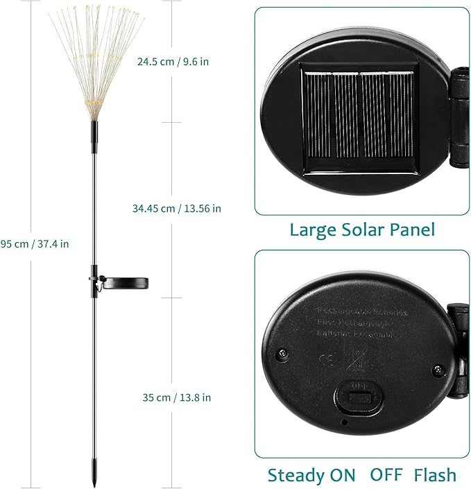 JJGoo Solar Firework Lights, 2 Pack 150 LEDs 2 Lighting Modes Solar Lights Outdoor Waterproof for Garden Patio Walkway Pathway Party Wedding Christmas Decorative - Green