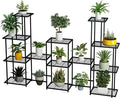 Twhep Tall Multi Tier Plant Stand, 13 Tiers Multifunctional Plant Stands for Indoor Plants, Decorative Black Steel Plant Shelf for outdoor Patio Garden Balcony and Yard
