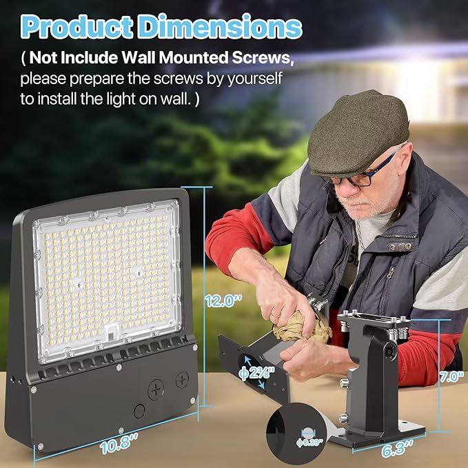 HYPERLITE Parking Lot Light 200W: 30000LM 5000K LED Parking Lot Lights Outdoor with Photocell, Arm & Slip Fitter 2 in 1 Mount LED Pole Light for Parking Lot, Garage, Barn, Roadways, Driveways