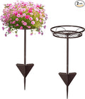 Tellingyou 2 Pack Adjustable Outdoor Flower Pot Stand, Metal Outdoor Plant Stands, Spring Summer Versatile Plant Stand Garden Stake for Display Plants, Elegant Solution for Landscaping Decor (Brown)