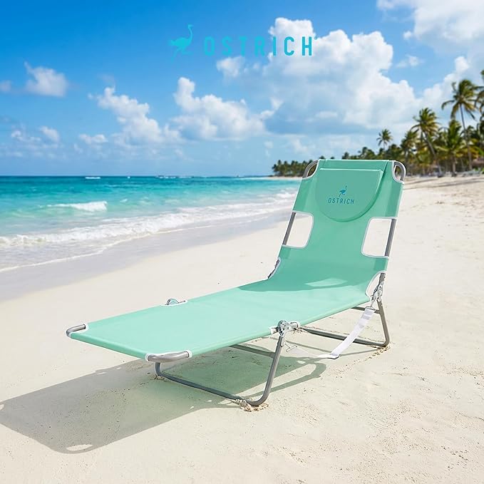 Ostrich The Original Chaise 72 x 22 Inch Lounge Portable Reclining Lounger, Outdoor Patio, Beach, Lawn, Camping, or Pool Tanning Chair, Teal