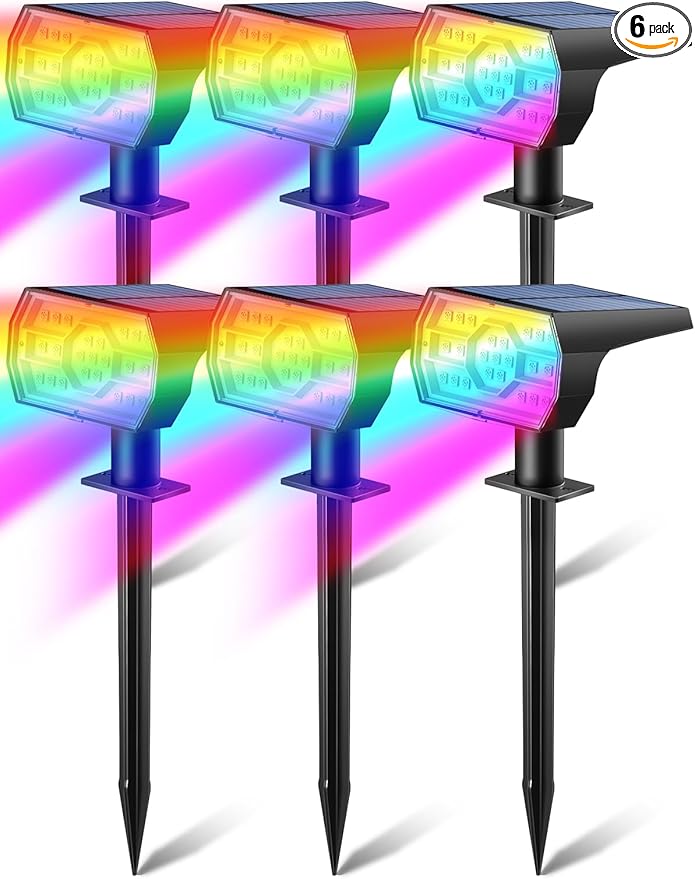 Solar Multicolor Lights Outdoor, 7 Lighting Modes Solar Light Outdoor Waterproof IP68, Color Changing RGB Powered Christmas Lights Outdoor for Garden Yard Patio Landscape Christmas Decorations