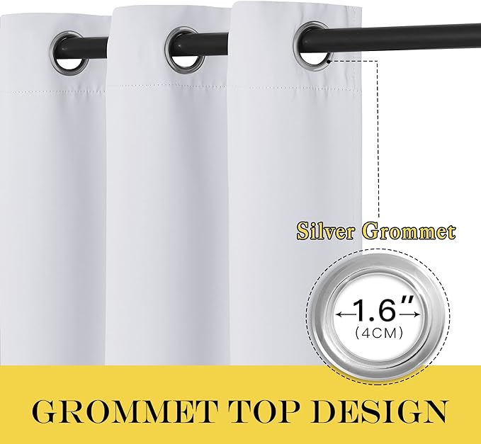 NICETOWN Patio Door Curtain Room Darkening for Bedroom, Grommet Light & Heat Blocking Room Divider Curtain Panel Window Drape for Patio/Livingroom, Greyish White, W100 x L144, 1 Panel