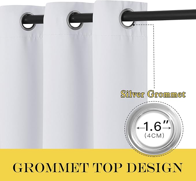 NICETOWN Room Darkening Curtain for Living Room - Easy Care Solid Thermal Insulated Grommet Light Blocking Modern Window Curtain Drape for Bedroom (1 Panel, 66 by 72, Greyish White)