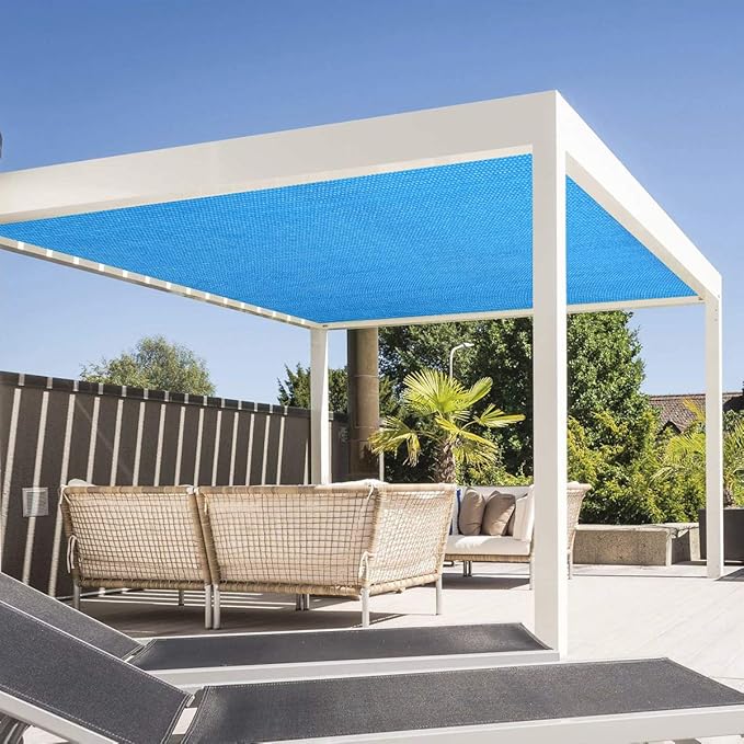 Eden's Decor Straight Flat-Edged Sun Shade Sail Rectangular 9' x 17' Blue UV-Blocking Outdoor Canopy Fabric Cloth Awning for Pergola Patio Garden Backyard Custom Size