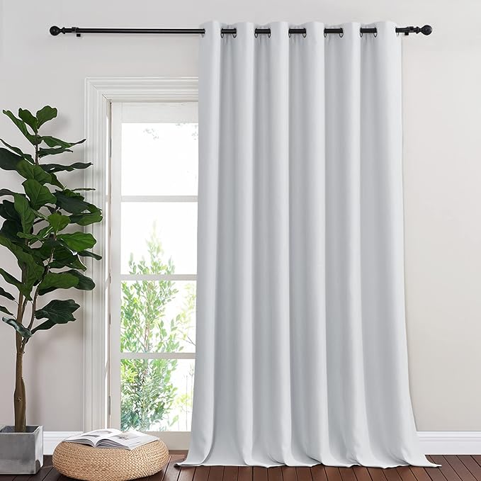 NICETOWN Patio Door Curtain Vertical Blinds, Grommet Top Room Divider Curtain Panel Thermal Insulated for Bedroom/Living Room (Greyish White, W80 by L108, 1 Panel)