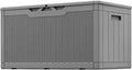Greesum 100 Gallon Resin Patio Storage Box for Garden Tools, Outdoor Furniture Cushions, Pool Supplies, Gray