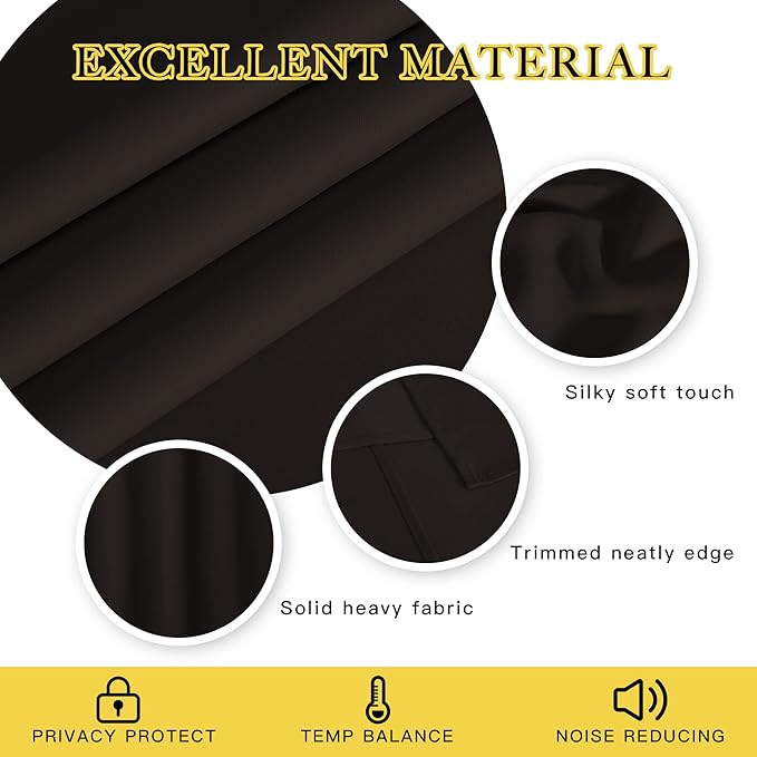 NICETOWN Blackout Window Curtain 90 inch Length - Room Darkening Thermal Insulated Grommet Large Window Treatment Light Blocking for Bedroom/Doorway (Toffee Brown, 1 Panel, W52 x L90)