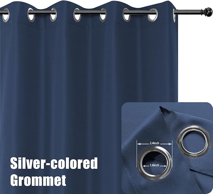 BONZER Outdoor Curtains for Patio Waterproof Thick Privacy Grommet Light Filtering Outside Curtains for Porch Pergola Gazebo Deck, 1 Panel, 84W x 84L inch, Navy