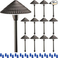 LEONLITE 12-Pack LED Low Voltage Landscape Lights, 3W Cast-Aluminum 12-24V Pathway Light, 4000K Cool White Waterproof Path Lights, ETL Listed Landscape Lighting Wired for Yard Lawn, Bronze