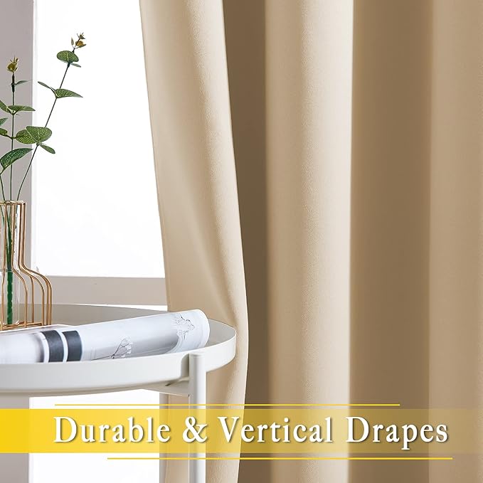 NICETOWN Sliding Door Curtain for Living Room, Blackout Patio Curtain & Drape Privacy Thermal Insulated Window Treatment for French/Patio Door (1 Panel, Biscotti Beige, W80 x L90)