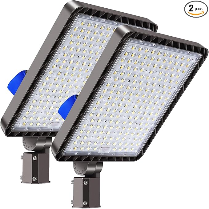 Juyace 480W LED Parking Lot Light 2 Pack, Slip Fitter Mount Outdoor Street Light, Dusk to Dawn Photocell, 72000lm Super Bright Commercial Area Flood Light, IP65 Waterproof, 110-277V for Stadium