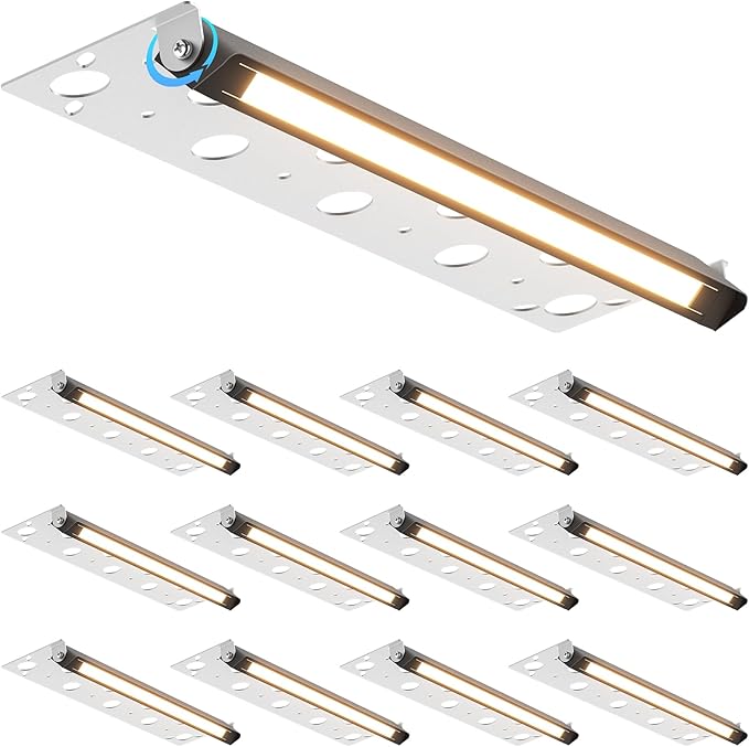 SUNVIE 12 Inch LED Hardscape Lighting 2700K Soft White Retaining Wall Lights 7W LED Landscape Lighting 12-24V Low Voltage Step Lights Outdoor with Connectors Waterproof Hardscape Paver Light, 12 Pack