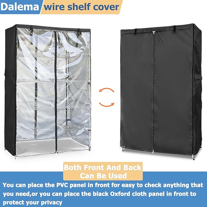 Waterproof Shelf Cover,Outdoor 600D Heavy Duty Dustproof Storage Shelves Cover,48''x20''x72'' Shelf Covers for Wire Shelving with Zippers,Storage Rack Covers with Clear Front