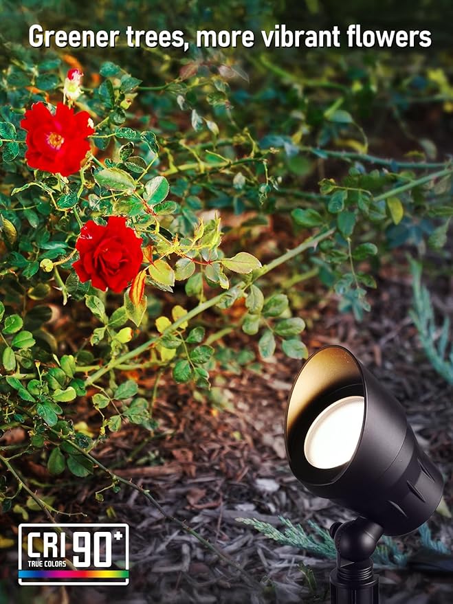 LEONLITE 5CCT Low Voltage LED Landscape Spotlight, Update 1800K2700K3000K4000K5000K Selectable, 5W 12V Pathway Lights Outdoor, CRI90, Aluminum Spot Lights for Garden, ETL, IP65 Waterproof, Pack of 6