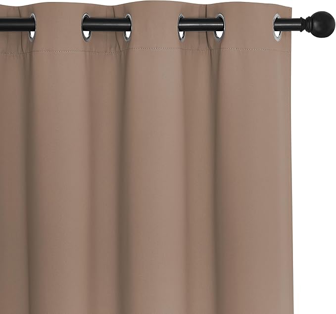 NICETOWN Room Darkening Short Curtain 54 inches Long for Living Room, Grommet Sound Reducing Thermal Insulated Curtains for Bedroom Nursery Window, 46W x 54L, 1 Piece, Cappuccino