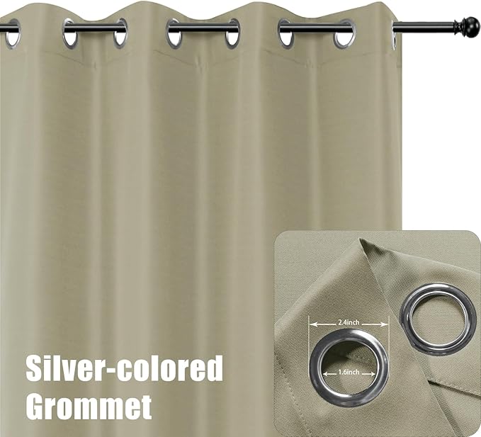 BONZER Outdoor Waterproof Curtains for Patio Privacy Grommet Light Filtering Outside Curtains for Gazebo, Porch, Pergola, Pavilion, 1 Panel, 54W x 120L inch, Taupe