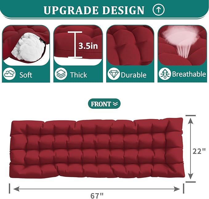 UDPATIO Oversized Zero Gravity Chair 29In XL Patio Reclining Chair with Cushion, Outdoor Folding Recliner with Pillows|Cup Holder|Foot Rest|Padded Headrest, Burgundy, Support 500LB