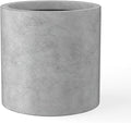 Kante 12.6" Dia Round Concrete Planter, Modern Style Large Cylindrical Plant Pot with Drainage Hole and Rubber Plug for Indoor Outdoor Patio, Natural Concrete