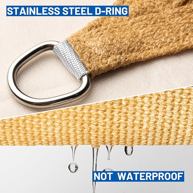 SUNLAX Sun Shade Sail 13' x 15' Sand Rectangle Canopy Sail Shade Cover UV Block Permeable Sunshade Outdoor for Patio Backyard Deck Pergola (We Make Custom Size)