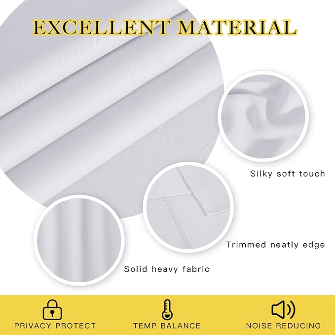 NICETOWN Room Darkening Greyish White Curtain for Bedroom, Grommet Thermal Insulated Room Divider Light Blocking Window Treatment Privacy Drapes, 1 Panel, W100 x L63