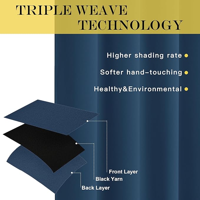 NICETOWN Kitchen Short Blackout Curtain and Drape - Thermal Insulated Solid Grommet Blackout Panel for Patio Bedroom Living Room (Single Panel, 52 inches by 45 inches, Moroccan Blue)