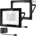 2Pack LED Flood Light Outdoor,150W LED Work Light 15500lm with 6FT US Plug,IP66 Waterproof Exterior Security Lights,6000K Daylight White Outside Floodlights Slim Design for Playground Yard