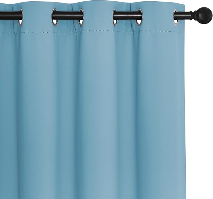 NICETOWN Teal Blue Blackout Curtains for Bedroom/Living Room 132 Inch Length - Thermal Insulated Room Darkening Grommet Top Window Curtains (100 by 132 - Inch, 1 Panel)