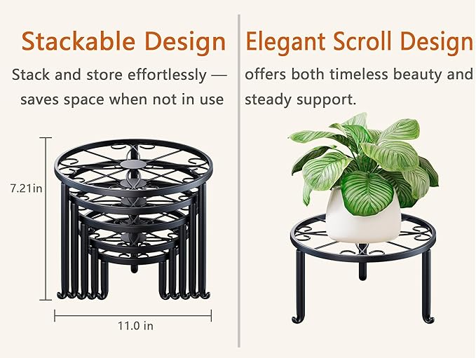 5 Pack Metal Plant Stands 5-Pack Round Supports Display Rack Tiered Plant Stand Shelf For Indoor Outdoor Multiple Plants Decoration Rack Shelf for Home