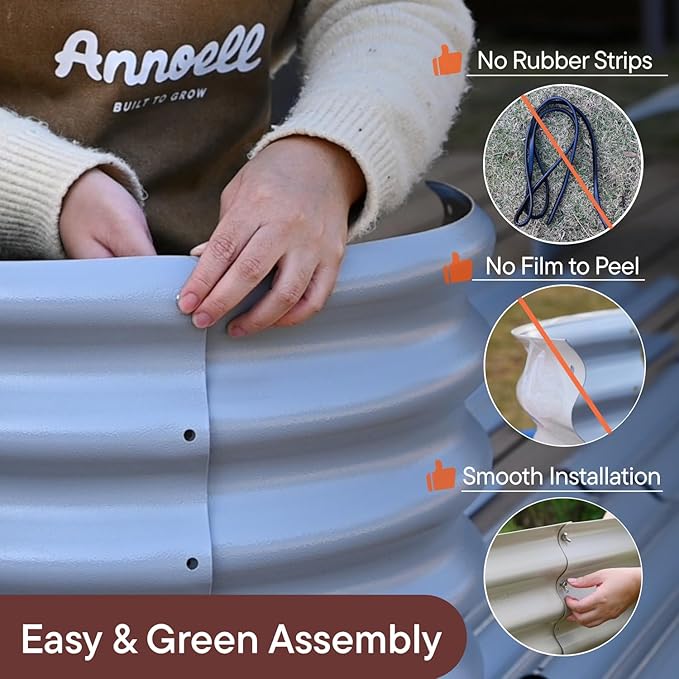Galvanized Raised Garden Bed 8x4x1.5 ft, 18" Tall Metal Planter for Outdoor Plants Vegetable Herb Leafy Green, Modular Raised Flower Bed with Rust Resistant Coating - Moss Green