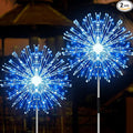 JJGoo Solar Firework Lights, 2 Pack 120 LEDs 2 Lighting Modes Solar Garden Lights Outdoor Waterproof for Yard Patio Walkway Pathway Party Wedding Christmas Decorative - Blue