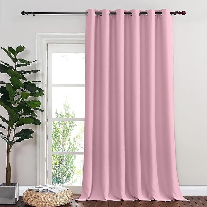 NICETOWN Blackout Room Divider Curtains for Sliding Glass Doors 102 Inches Long 1 Panel, Extra Wide Curtains for Doorway Patio Bedroom Living Room (Rouge Pink, 80Wx102L, 1 Panel)