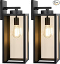 Large Size Outdoor Wall Light Fixtures, Exterior Lighting Fixtures Porch Sconces Wall Mounted, Waterproof Black Outdoor Wall Lanterns Lamps, Outside Lights for House Patio Front Door Entryway, 2-Pack