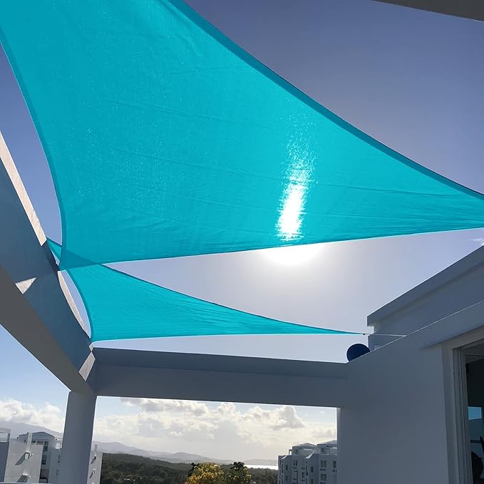 SUNNY GUARD Custom Size 13'x16'x20.6' Triangle Turquoise Blue UV Block Sunshade for Backyard Yard Deck Patio Garden Outdoor Activities and Facility(Customized)