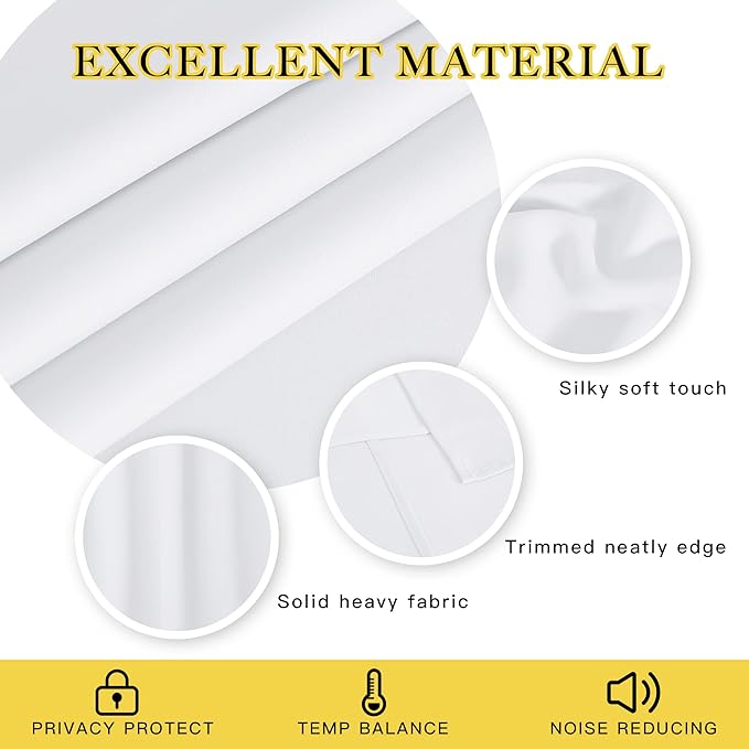 NICETOWN Blackout Curtains 63 inches Long for Living Room Bedroom, Grommet Thermal Insulated Room Divider Drape Window Treatment for Sliding Patio Door, W100 x L63, 1 Panel, White