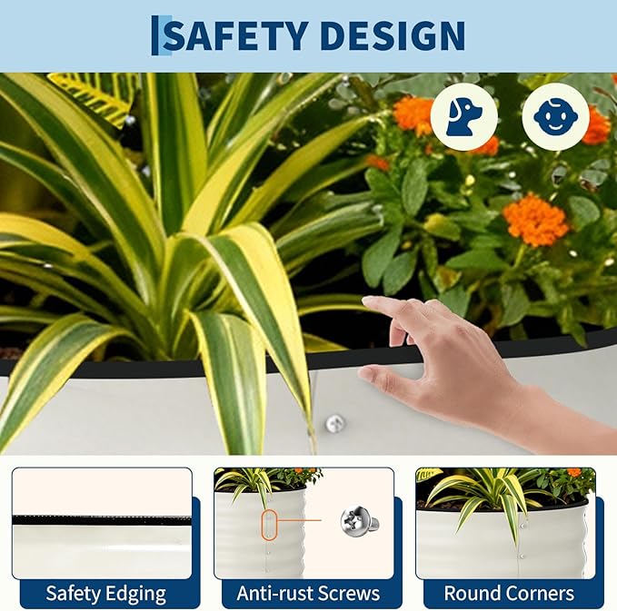 Garvee 2 Pack Galvanized Raised Garden Beds - 8x4x1.5ft Planter Box for Vegetables, Flowers, Rust-Resistant Garden Box, Easy Assembly Raised Beds, Durable Planters for Outdoor Plants, Beige