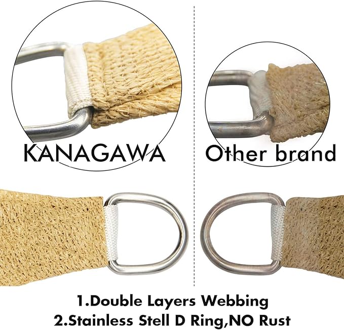 KANAGAWA 18'X18' Sand Custom Size Sun Shade Sail Square UV Block Canopy Cover for Patio Backyard Lawn Garden Outdoor (Customized Available)