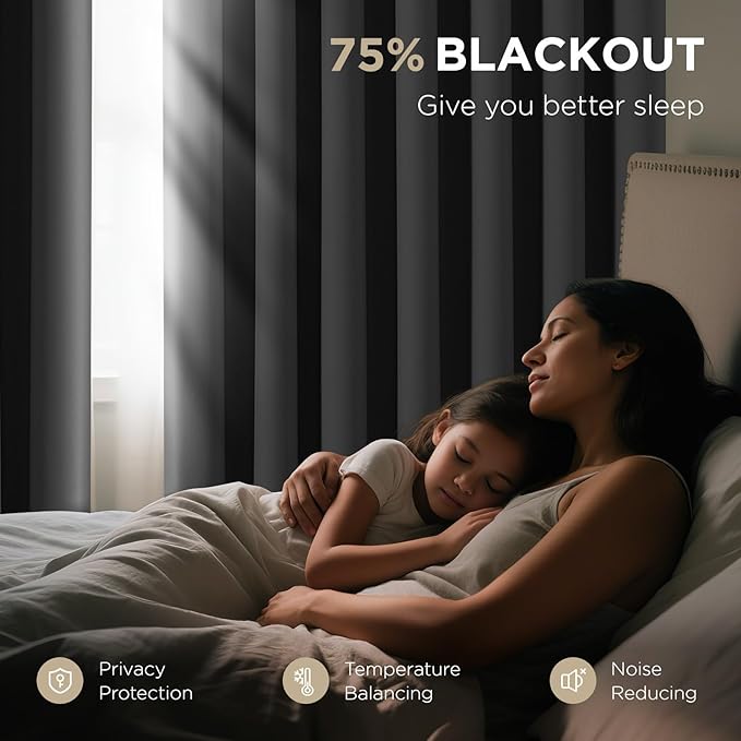 Joydeco Blackout Patio Sliding Door Curtains 84 Inches Long, Grommet Privacy Room Divider Curtains, Extra Wide Thermal Blackout Drapes for Bedroom Living Room (Grey, 70Wx84L, 1 Panel)