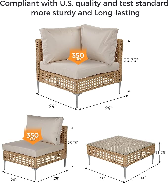 Grand patio 13-Piece Wicker Patio Furniture Set with Lift Top Coffee Storage Table, Outdoor Conversation Set Sectional Sofa with Water Resistant Thick Cushions, Cream