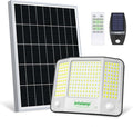 intelamp Solar Flood Lights Outdoor Waterproof, 20000mAh 4000LM Linkable Dual Motion Sensor Security Floodlight Exterior with Remote 16.4 FT Cable, 2-12H Dusk to Dawn Spots Lighting Outside