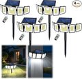 Solar Lights Outdoor Waterproof Motion Sensor - 416 LEDs 3000 Lumens Super Bright 3 Brightness 3 Modes 2400mAh 360° Illumination 32ft Solar Flood Security Light for Outside (with Stakes, 4)