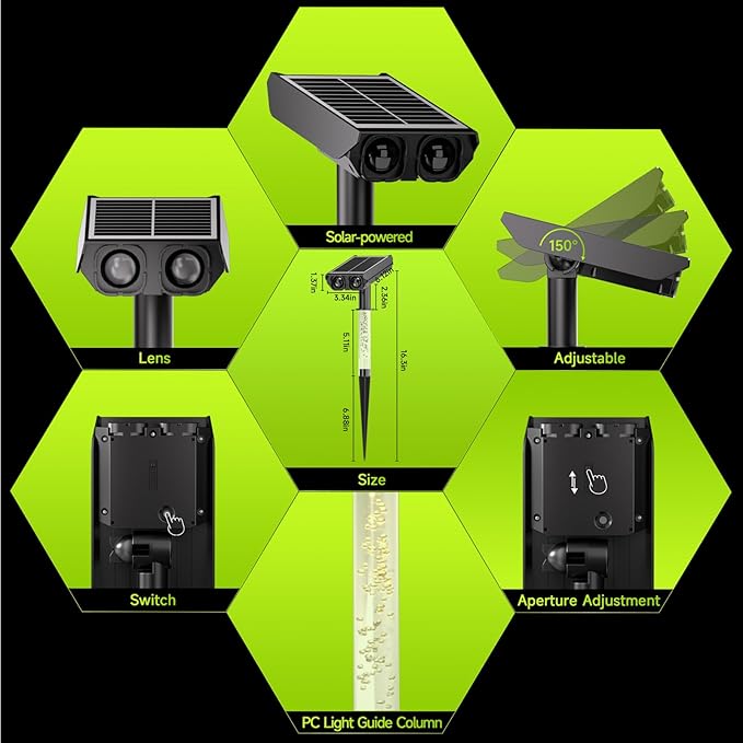 Solar Spotlights Outdoor Waterproof- 2 IN 1 Solar Spot Lights Outdoor with 2 Lighting Modes & PC Light Guide Column for Garden Yard Pathway | Warm Yellow 3000k Spotlights | IP65 Waterproof | 12 Pack