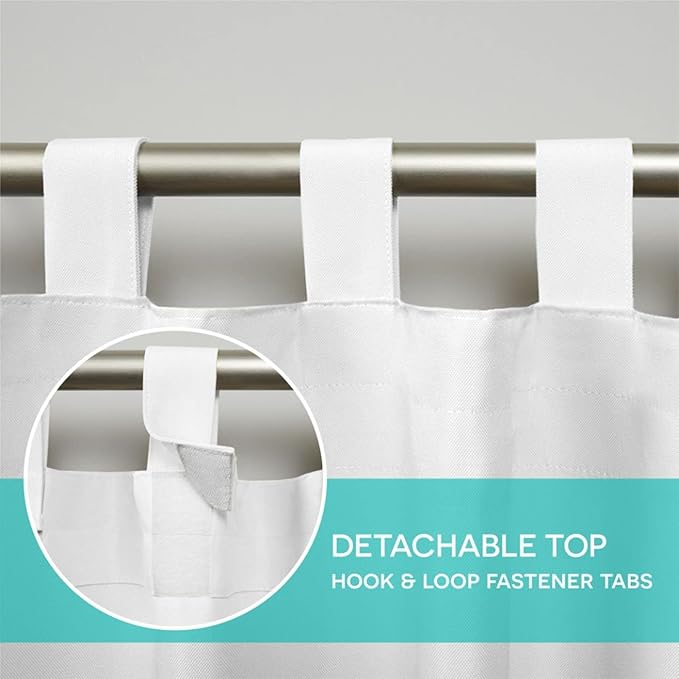 Exclusive Home Cabana Solid Indoor/Outdoor Light Filtering Hook-and-Loop Tab Top Curtain Panel Pair, 54"x63", White